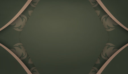 Green background with vintage brown ornament and place for logo or textのイラスト素材