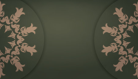 Green background with vintage brown ornament for design under your logoのイラスト素材