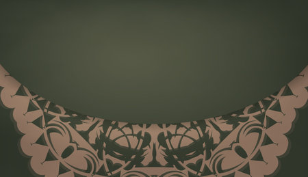 Green banner template with luxurious brown ornament for design under your logo or textのイラスト素材