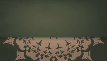 Green banner with abstract brown ornament and place for your logo or textのイラスト素材
