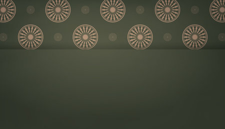 Green banner with Indian brown pattern and text space
