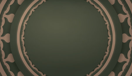 Green banner with vintage brown ornament for design under the textのイラスト素材