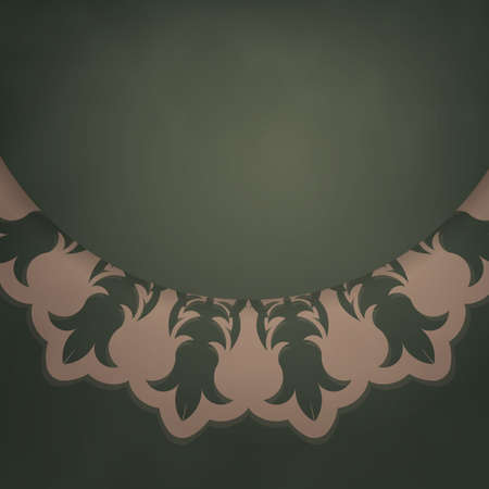 Green color flyer template with abstract brown ornament for your congratulations.のイラスト素材