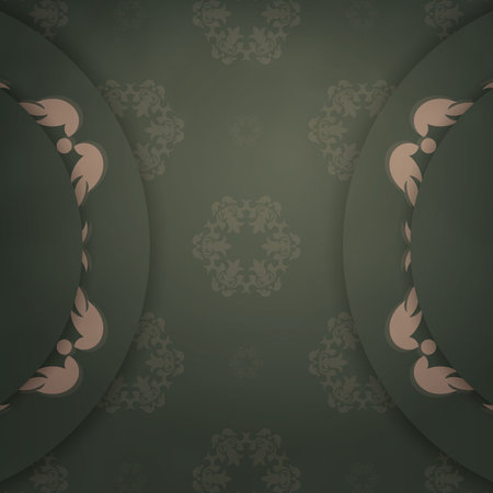 Green color flyer template with Indian brown ornament for your congratulations.のイラスト素材