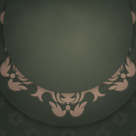 Green color flyer template with Indian brown ornament ready for printing.のイラスト素材