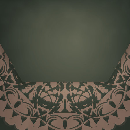 Template Congratulatory Brochure green with vintage brown pattern for your brand.のイラスト素材