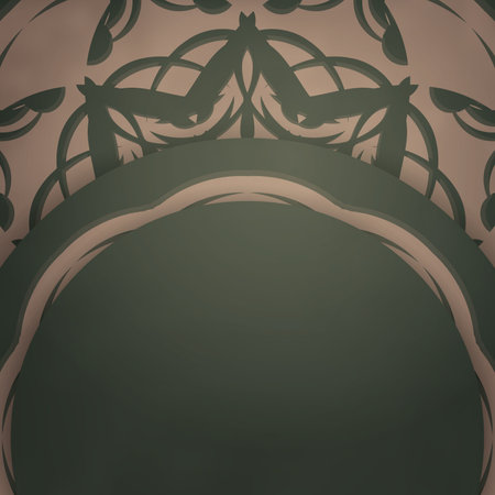 Template Congratulatory Brochure in green color with a greek brown pattern for your congratulations.のイラスト素材