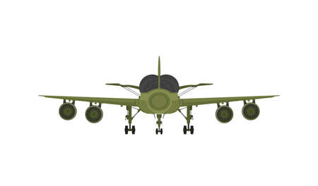 Fighter jet plane in flight, military aircraft, army airplane isolated on white background, Front viewのイラスト素材