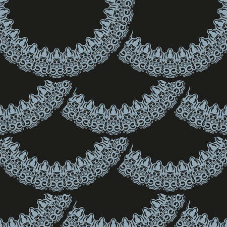 Dark dewy seamless pattern with blue vintage ornaments. Wallpaper in a vintage style template....