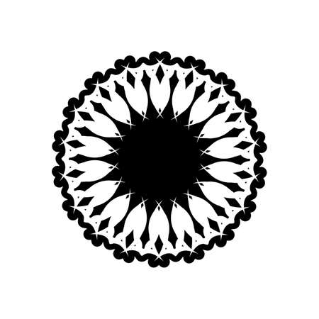 Indian mandala . black and white . Isolated element for design and coloring on a white background.のイラスト素材