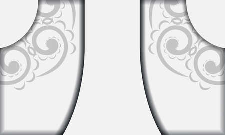 Greeting Brochure in white with black vintage ornamentのイラスト素材