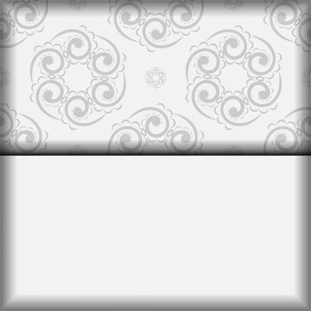 White greeting card with black vintage ornamentのイラスト素材