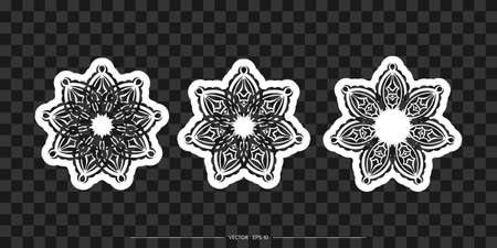 Set of Simple Design Mandalas. Simple flower ornament. Good for tattoos, prints, and postcards. Isolated. Vector illustrationのイラスト素材