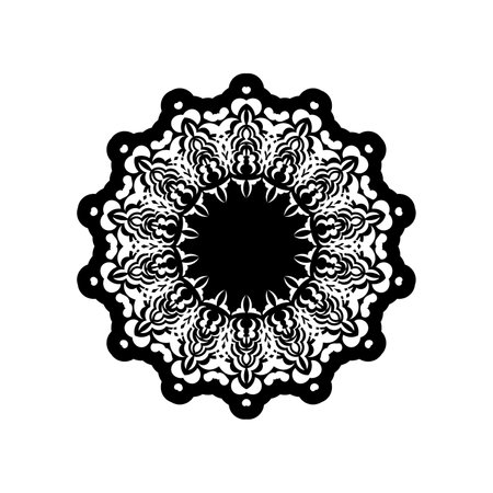 Decorative ornaments in the shape of a flower. Good for menus, prints and postcards. Isolated on white background.のイラスト素材