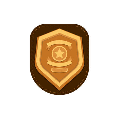 Sheriff badge, golden shield with star vector icon flat isolated.のイラスト素材