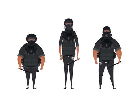 Set Special Law Enforcement Unit, man of Specialized Tactical Team, dressed in Army Combat Uniform...