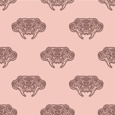 Seamless pink pattern with snake heads.のイラスト素材