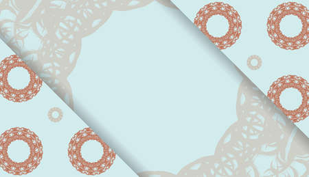 Background in aquamarine color with vintage coral ornament for design under the textのイラスト素材