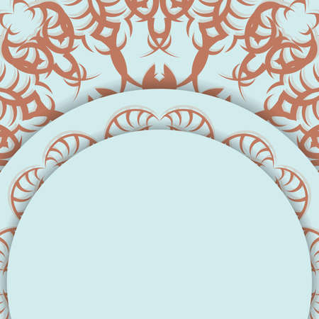 An aquamarine postcard with an antique coral ornament for your congratulations.のイラスト素材