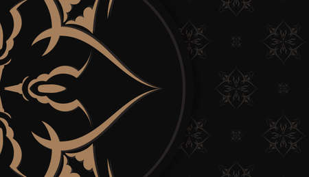 Black banner template with vintage brown ornament and spaceのイラスト素材
