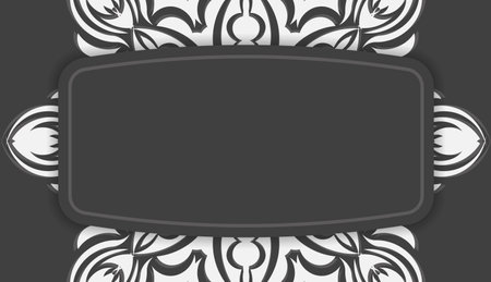 Black banner with vintage white ornamentationのイラスト素材