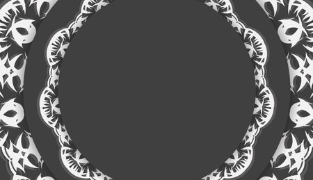 Black banner with vintage white ornaments and a placeのイラスト素材
