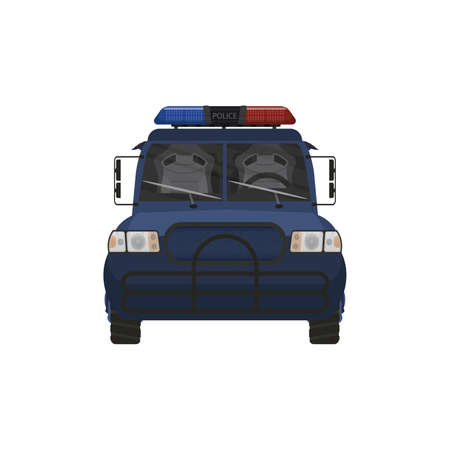 police car simple illustration, front viewのイラスト素材