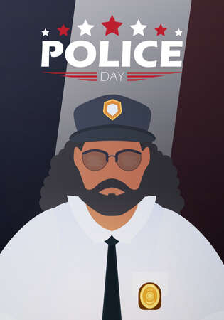 police day. Police officer in uniform. vector illustration.のイラスト素材