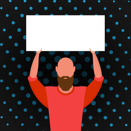 A guy with a banner and a place for your text. Pop art cartoon style. vector illustrationのイラスト素材