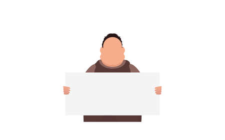 A man with a blank banner in his hands. protest concept. vector illustrationのイラスト素材