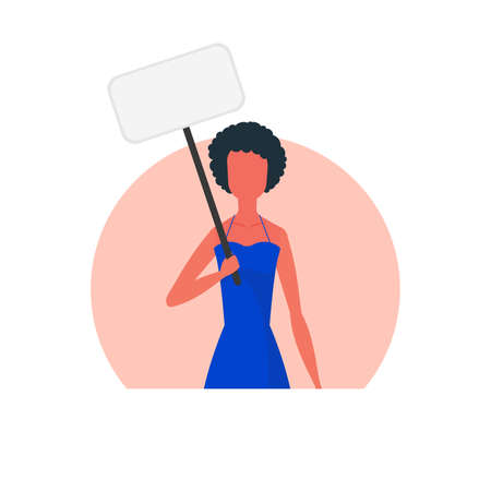 A woman is protesting with an empty transporter in her hands. The concept of protest and public resistance. Vector.のイラスト素材
