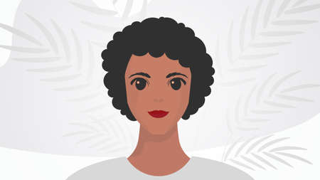 Banner with female African American appearance. Female friendship, feminist union or sisterhood. Vector.のイラスト素材