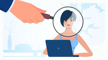 Girl working on laptop Freelance or study concept. Vector illustration in a flat style.のイラスト素材