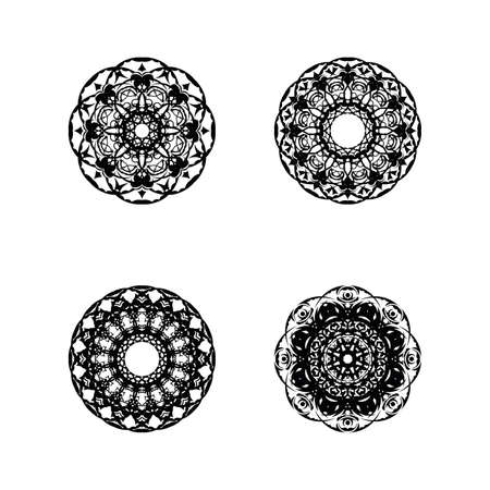 Set of 4 mandala ornaments. isolated on white background. Vector.のイラスト素材