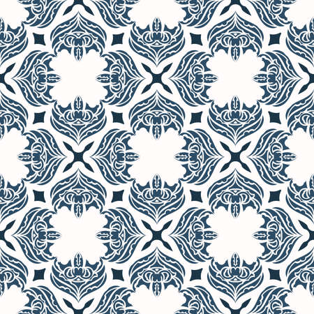 Luxurious seamless pattern with retro patterns. Background with white and blue color. good wallpaper. Veil illustration.のイラスト素材