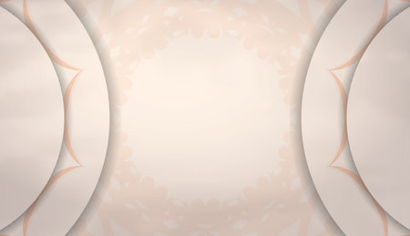 Beige banner with space for your text and ornaments. New Year theme. Vector.のイラスト素材