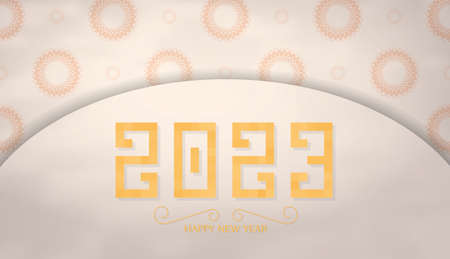 2023 Beige Banner with ornaments. print-ready template. vector illustration.