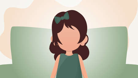 Cute girl in cartoon style. Poster with a teenage girl. Vector.のイラスト素材