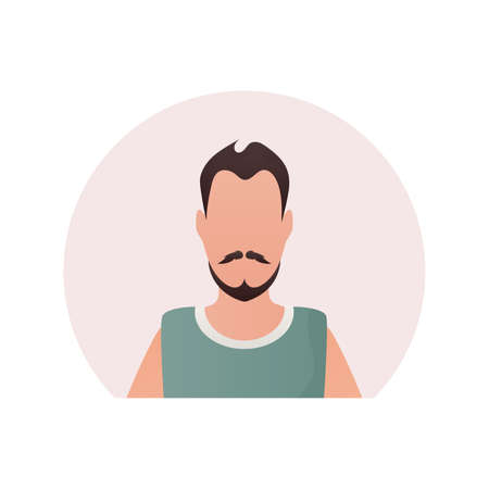 Portrait of a brutal guy. isolated. cartoon style. vector illustrationのイラスト素材