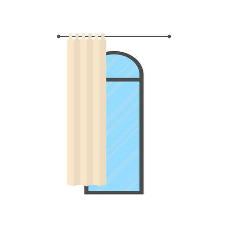Window with a curtain. Isolated cartoon style. vector illustrationのイラスト素材