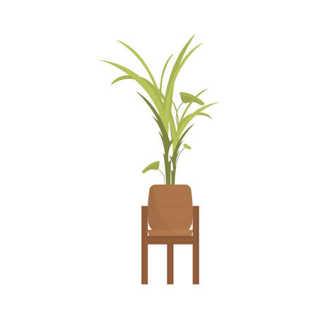 Artificial plant in a brown pot. isolated. flat style. vector illustrationのイラスト素材