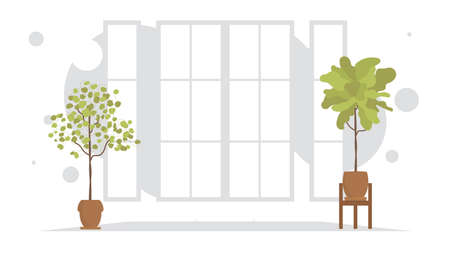 Room with houseplant. interior. flat style. vector illustrationのイラスト素材