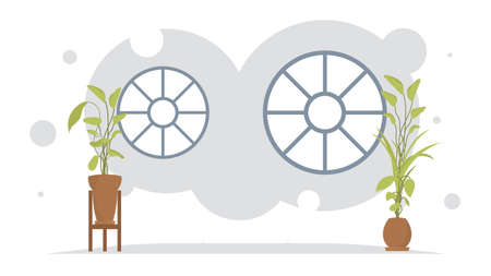 Room with a window. interior. flat style. vector illustrationのイラスト素材