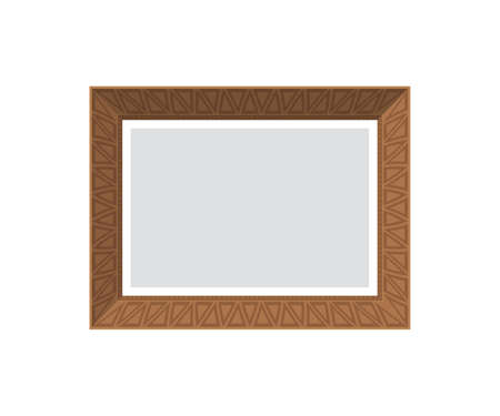 Brown empty wooden picture frame. isolated. flat style. vector illustrationのイラスト素材