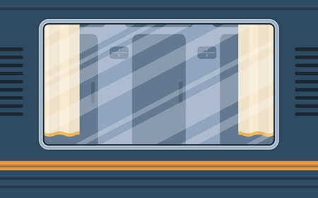 train compartment windows. Rail transport is shown outside. cartoon style. flat style. vector...
