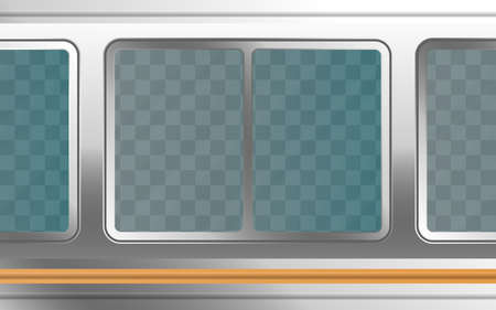 Realistic transparent metal train window. railway transport. vector illustrationのイラスト素材