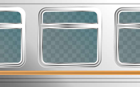 Realistic transparent metal train window. railway transport. vector illustration.のイラスト素材