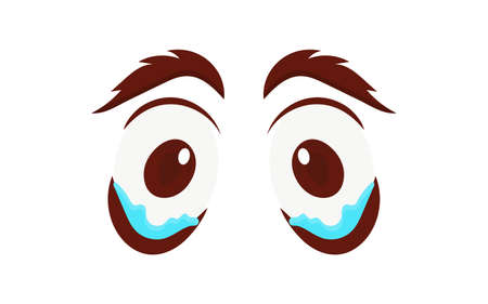 Crying eyes flat style. isolated on white background. vector illustration.のイラスト素材