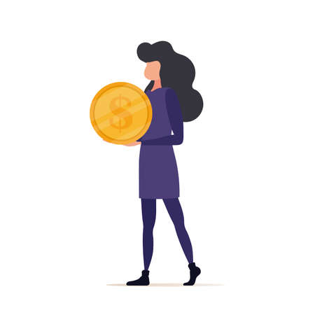 A woman with the money coin salary vector design illustrationのイラスト素材