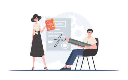 The HR manager is hiring a person. teamwork concept. Trend style, vector illustration.のイラスト素材